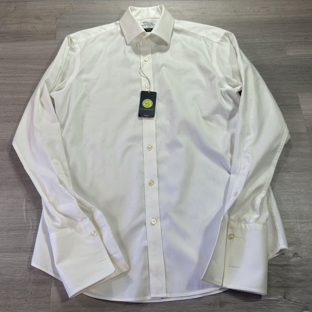 NEW T.M.Lewin Dress Shirt Mens 16 34/35 White Non Iron Slim Fit Long Sleeve